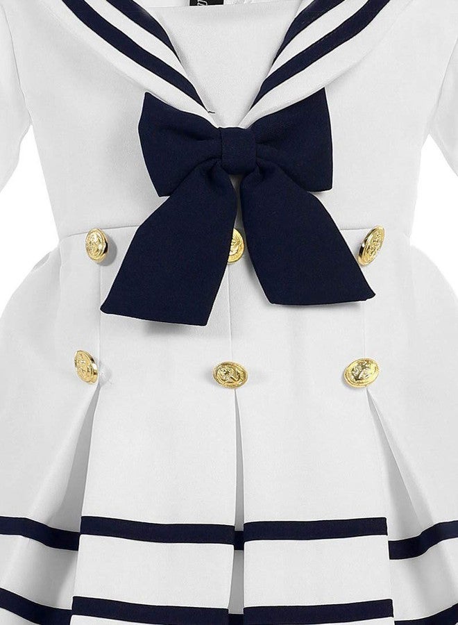 iGirlDress Baby Toddler Girls Nautical Sailor Dress with Hat 4T White - Image 5